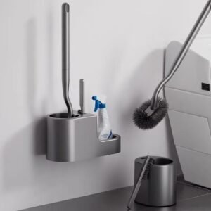 Bathroom wall-mounted dead corner cleaning brush, long-handle brush, toilet brush set, punching toilet brush, brushless toilet seat