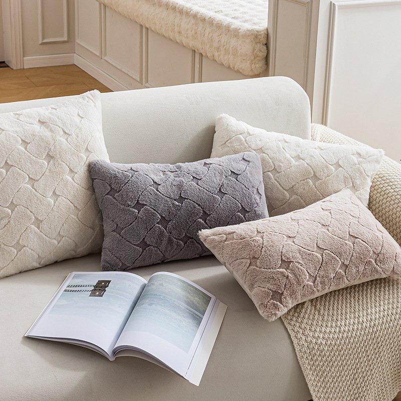 ins style imitation rabbit fur pillow autumn and winter home fabric sofa decoration cushion bedroom bay window pillow case wholesale - Image 7