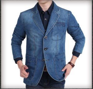 Spring and autumn new casual denim blazer, men's handsome trendy brand slim solid color blazer, fashion top jacket