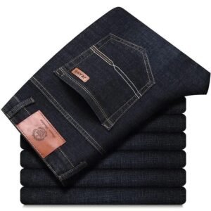 Thickened jeans for men's straight-leg casual pants, business loose, durable men's pants for work sites, casual versatile American mid-waist