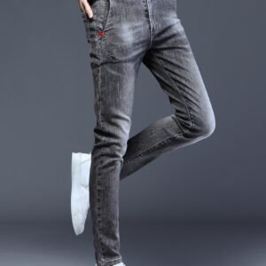 Stretch slim-fit slim casual men's jeans, 2026 new smoky gray men's summer thin men's pants