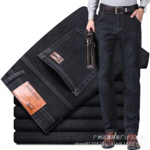 Tiktok cross-border Shopee jeans men's straight high stretch loose middle age men's trousers wholesale Jeans