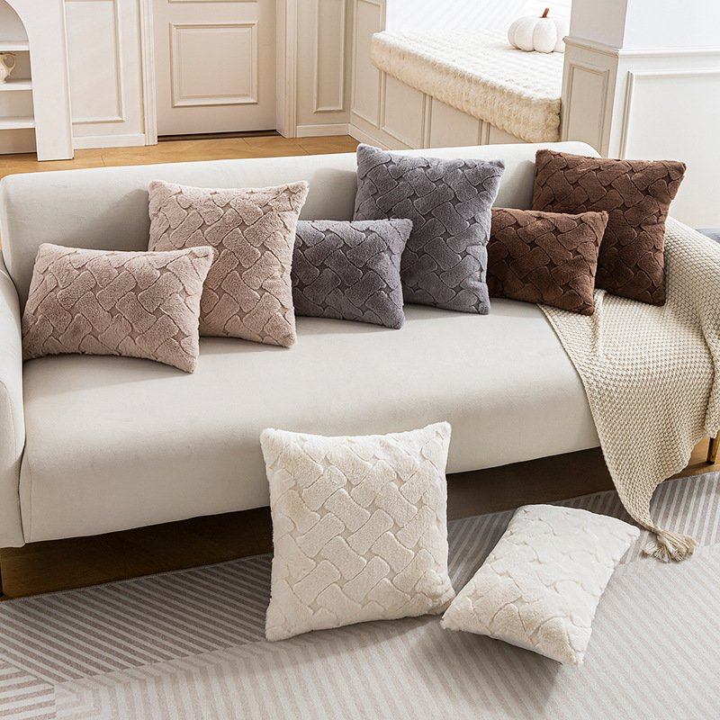 ins style imitation rabbit fur pillow autumn and winter home fabric sofa decoration cushion bedroom bay window pillow case wholesale - Image 6
