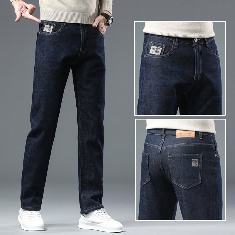 Xintang lamb wool velvet jeans men's autumn and winter loose straight thick warm casual men's pants wholesale - Image 2