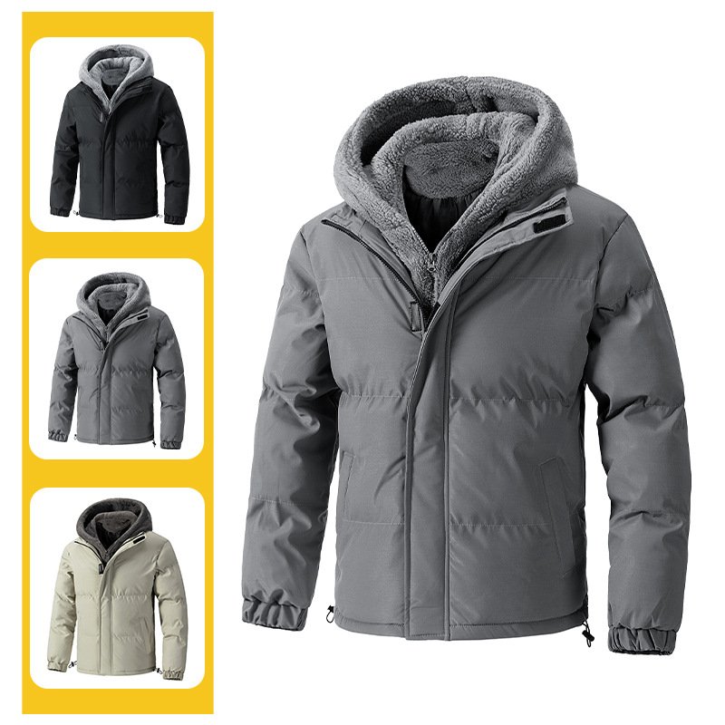 New Plus Size M-8XL Cotton Jacket Men's Autumn and Winter Hooded Leave Two Warm and Cold Pellet Fleece Cotton Jacket Boys - Image 4
