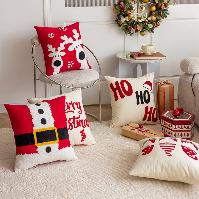 Cross-border Christmas theme towel embroidery pillow home living room sofa pillow holiday home decoration sofa cushion - Image 3