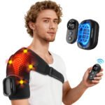 Cross-border electric heating remote control massage shoulder support with heating therapy device, red light heating vibrating shoulder massager