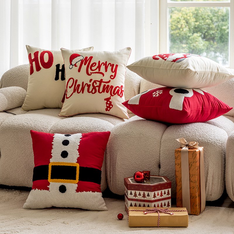 Cross-border Christmas theme towel embroidery pillow home living room sofa pillow holiday home decoration sofa cushion - Image 2