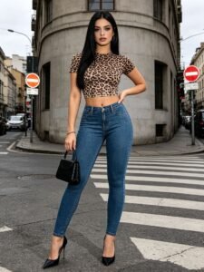 Source Factory European and American mid-rise high-stretch skinny jeans, sexy slim fit, hip-lifting, hip-hugging nine-point pencil pants
