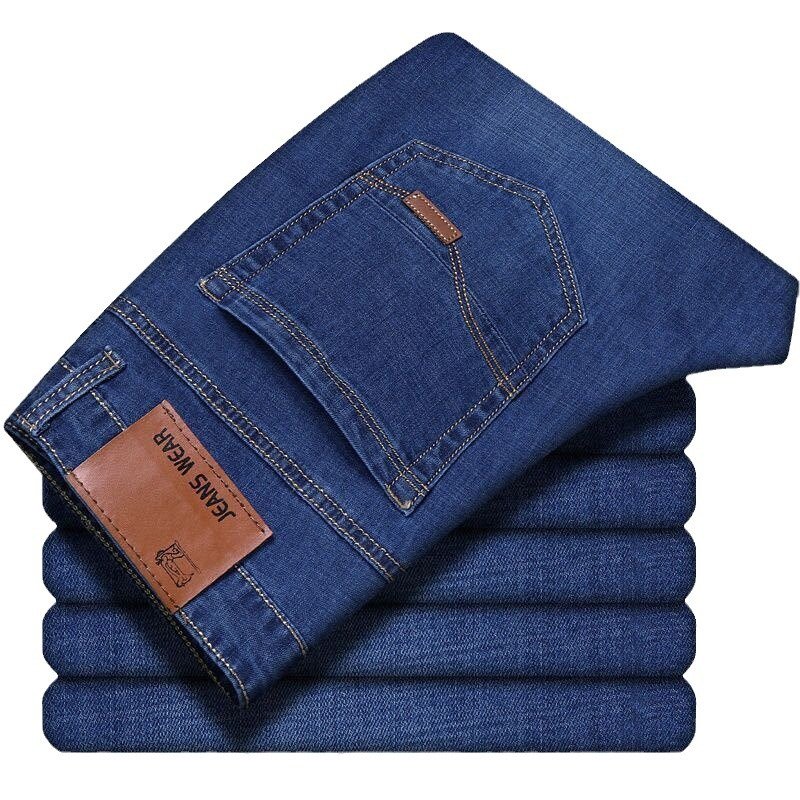 Cross-border men's jeans fall and winter fleece loose straight and thickened business casual men's trousers business casual style - Image 6