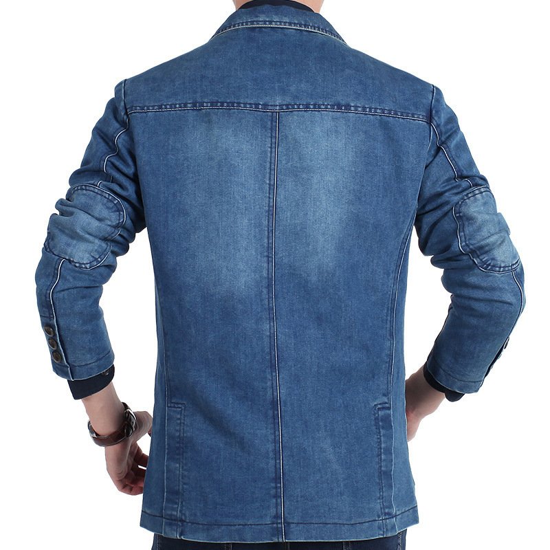 Spring and autumn new casual denim blazer, men's handsome trendy brand slim solid color blazer, fashion top jacket - Image 10
