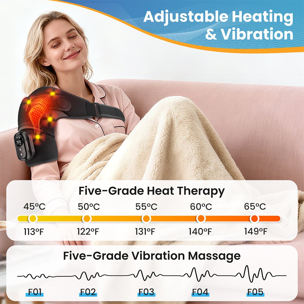 Cross-border electric heating remote control massage shoulder support with heating therapy device, red light heating vibrating shoulder massager - Image 3