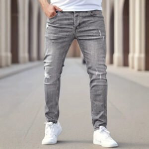 Foreign Trade 2026 Summer Men's American Style Versatile Fashion Jeans Slim Fit Trendy Skinny Jeans Wholesale