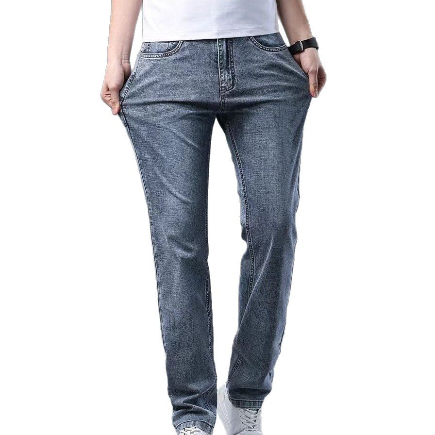 Spring/Autumn New Stretch Jeans for Men, Trendy Loose Slim Fit Straight Leg Business Men's Casual Pants for Summer - Image 5