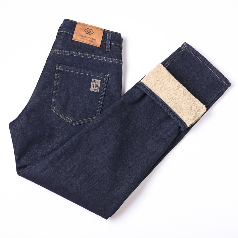 Xintang lamb wool velvet jeans men's autumn and winter loose straight thick warm casual men's pants wholesale - Image 5