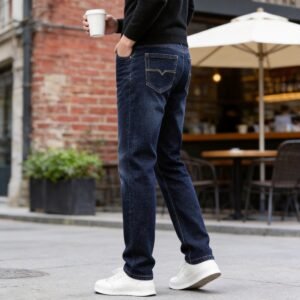 Factory direct sales men's jeans, Korean style straight-leg plus-size men's business stretch casual Dongguan denim pants