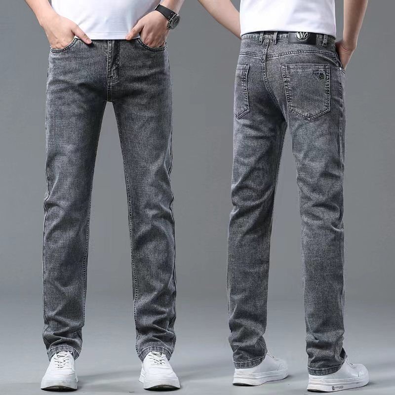 Spring/Autumn New Stretch Jeans for Men, Trendy Loose Slim Fit Straight Leg Business Men's Casual Pants for Summer - Image 3