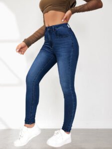 2025 cross-border Amazon independent station autumn hot girl skinny jeans women's street high-waisted stretch small-leg pants