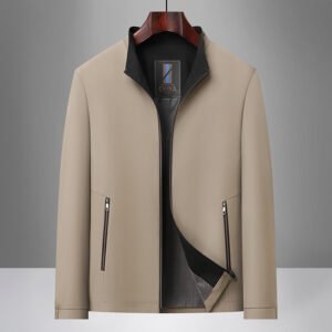 [In-stock livestream bestseller] Spring/Autumn men's stand-collar jacket, middle-aged business men's zip-up jacket