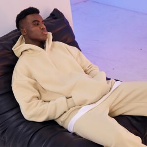 2024 European and American Cross-border Fleece-Lined Unisex Sweatshirts Trendy Brand Casual Loose Oversized Drop Shoulder Sleeve Hoodies In Stock Wholesale