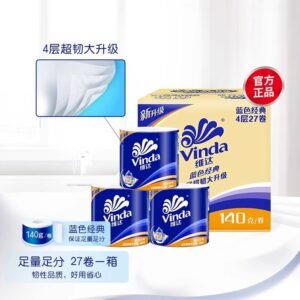 Vinda roll toilet paper 140g, whole box 27 rolls, household value pack toilet paper, roll tissue, napkin, toilet paper