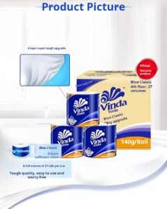 Vinda roll toilet paper 140g, whole box 27 rolls, household value pack toilet paper, roll tissue, napkin, toilet paper