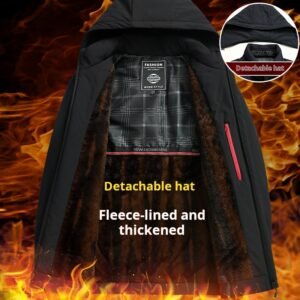 Men's jacket: autumn/winter fleece-lined thickened, high-end warm, dad's middle-aged windproof outdoor parka, cotton jacket