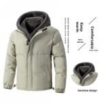 New Plus Size M-8XL Cotton Jacket Men's Autumn and Winter Hooded Leave Two Warm and Cold Pellet Fleece Cotton Jacket Boys