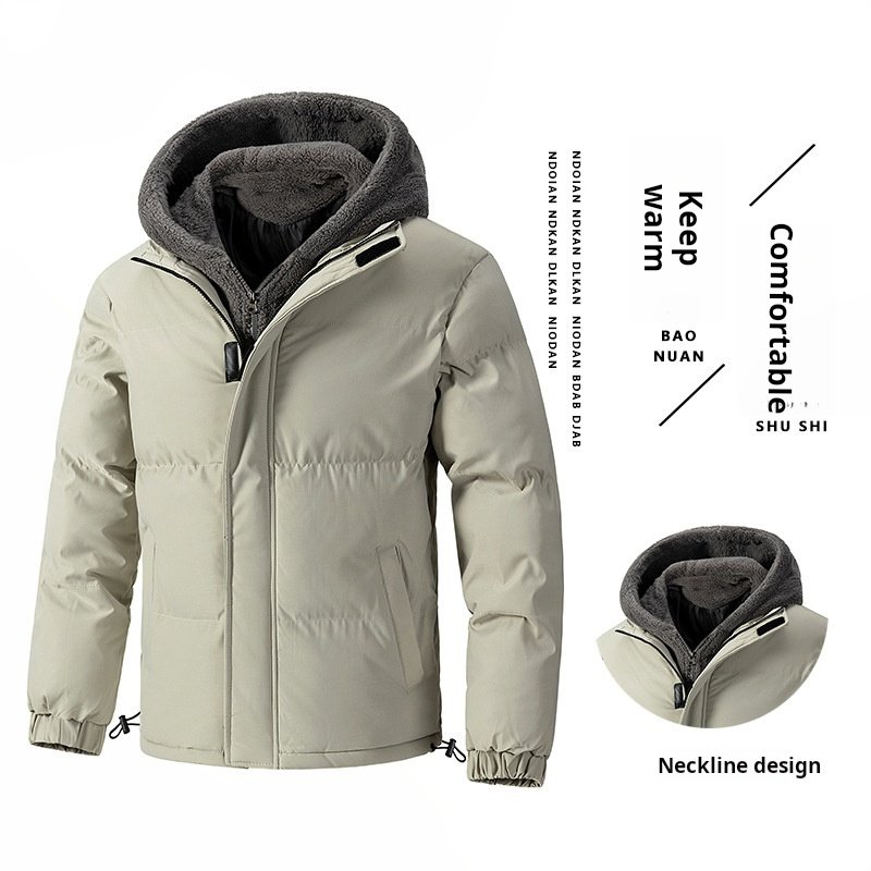 New Plus Size M-8XL Cotton Jacket Men's Autumn and Winter Hooded Leave Two Warm and Cold Pellet Fleece Cotton Jacket Boys
