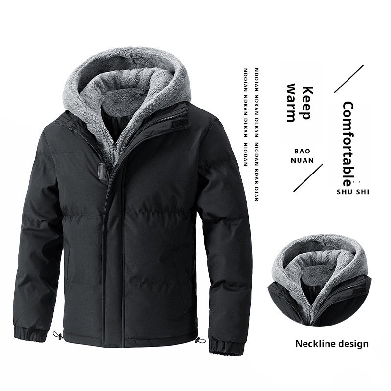 New Plus Size M-8XL Cotton Jacket Men's Autumn and Winter Hooded Leave Two Warm and Cold Pellet Fleece Cotton Jacket Boys - Image 2