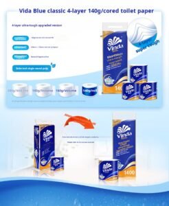 Vinda roll paper 4-ply 140g 10 rolls with thickened core roll paper toilet paper bathroom hollow roll tissue towel