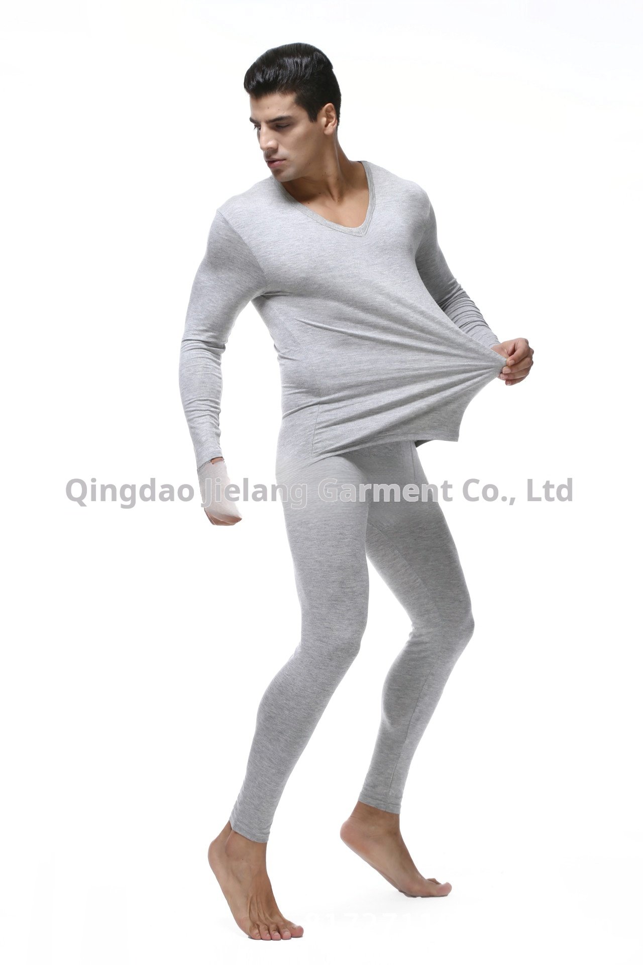 Modal thermal shirt and pants men's V-neck thin set, basic base layer warm men's underwear set, extra size and size - Image 5