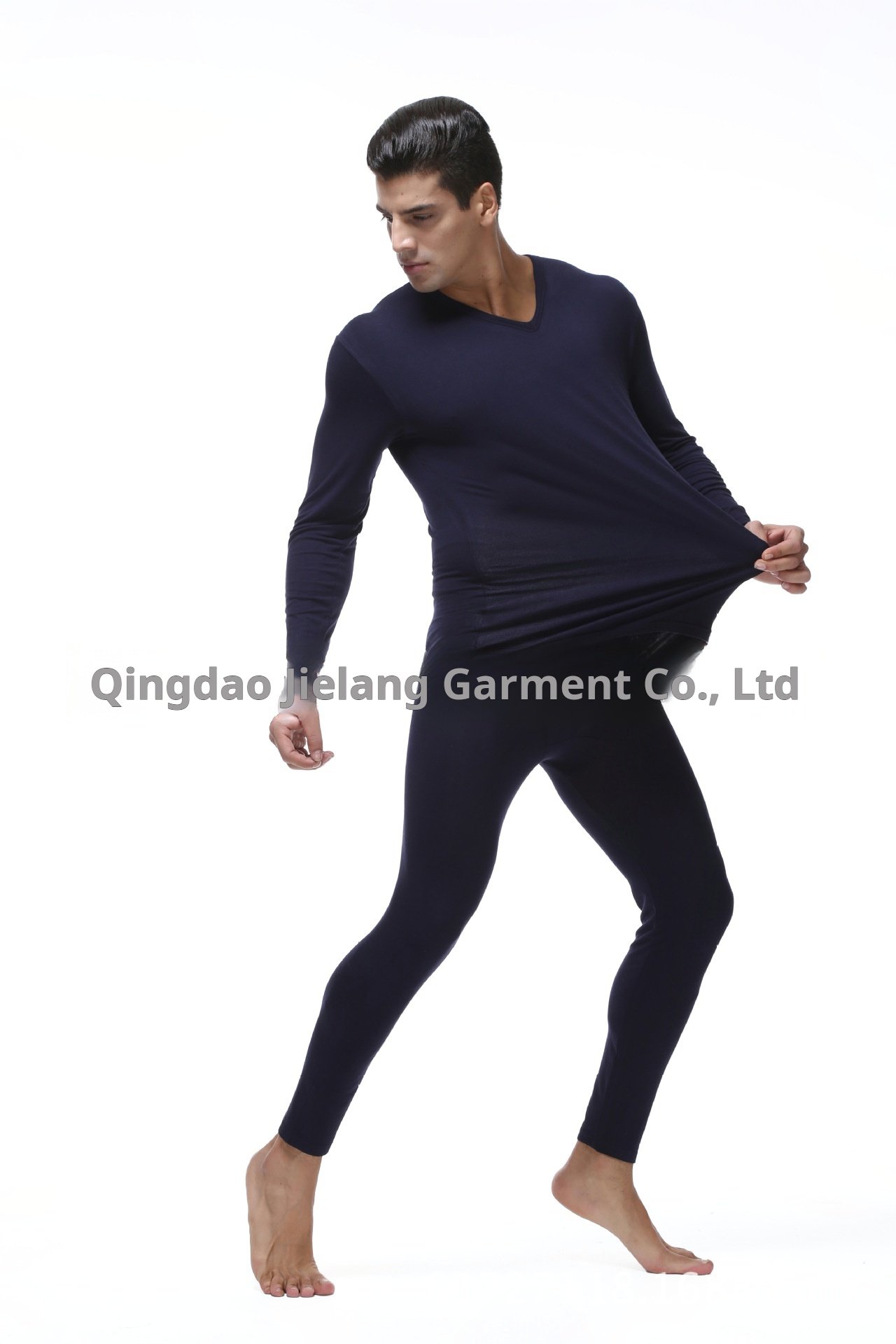 Modal thermal shirt and pants men's V-neck thin set, basic base layer warm men's underwear set, extra size and size - Image 6