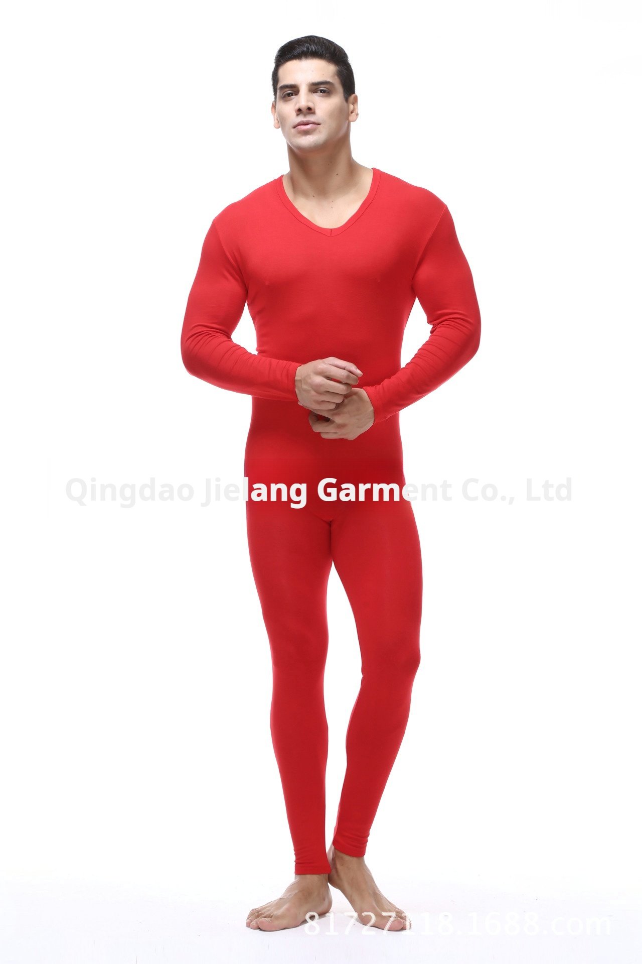 Modal thermal shirt and pants men's V-neck thin set, basic base layer warm men's underwear set, extra size and size - Image 2