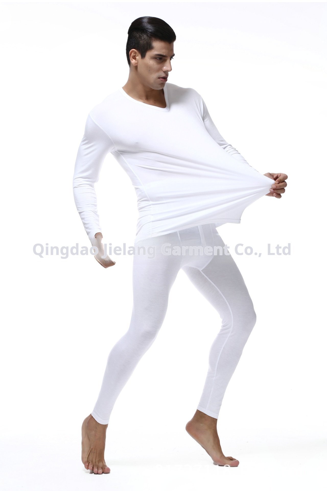 Modal thermal shirt and pants men's V-neck thin set, basic base layer warm men's underwear set, extra size and size - Image 3