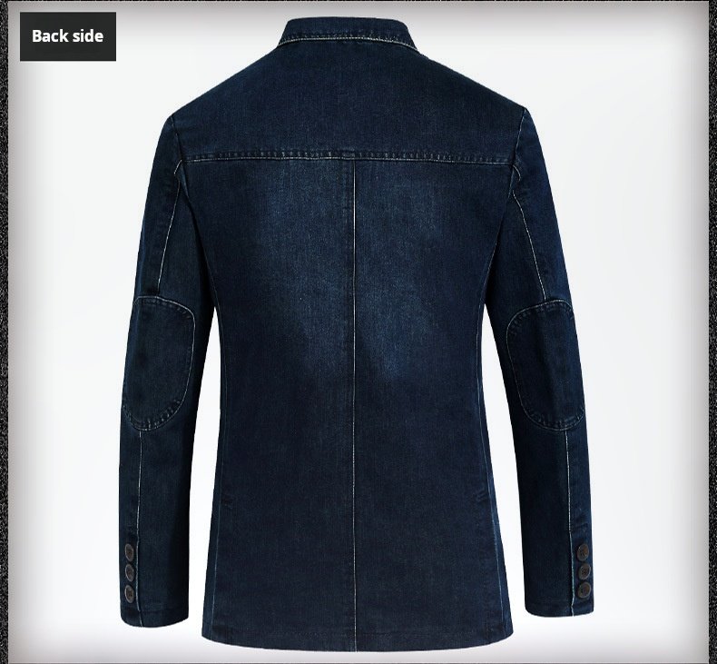 Spring and autumn new casual denim blazer, men's handsome trendy brand slim solid color blazer, fashion top jacket - Image 3